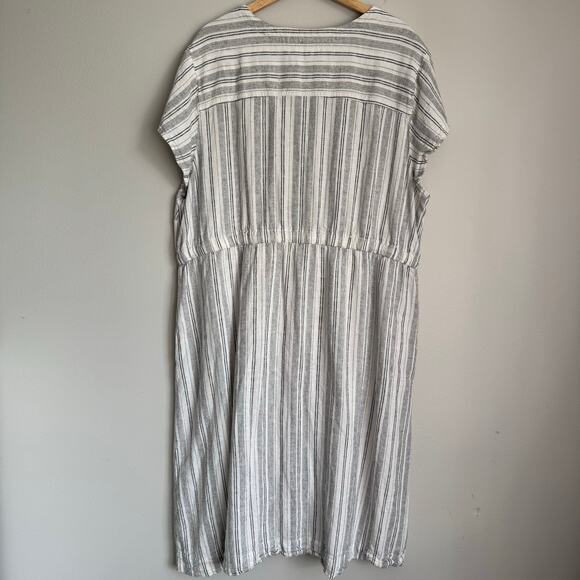 Briggs Dress 2X Linen Midi Pockets Buttons Stretch Lagenlook Coastal Beachy - Picture 12 of 16